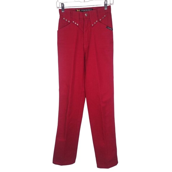Rockies Denim - Rockies Jeans Womens 25x33 Rockies Red Denim High Rise Vintage 80s Yoked Studded